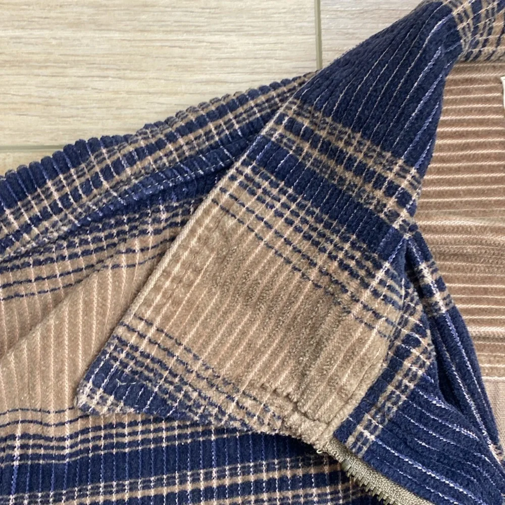 Vintage Corduroy Shacket Striped Normcore GORPcore Zip‎ Up Shirt Jacket XL